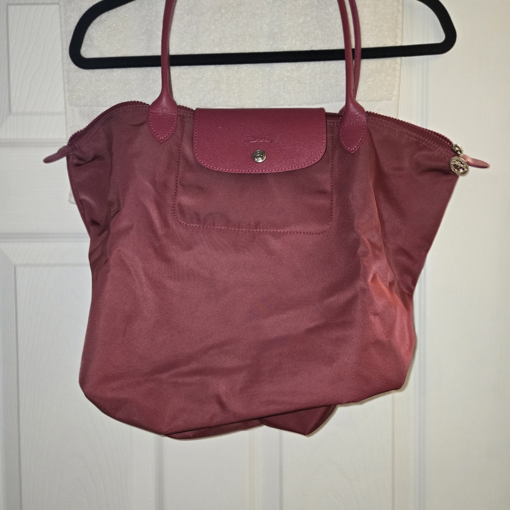 Longchamp Le Pliage Tote in Pomegranate Raspberry Color